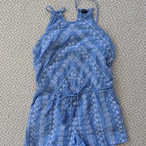 LOFT Embroidered Blue Romper